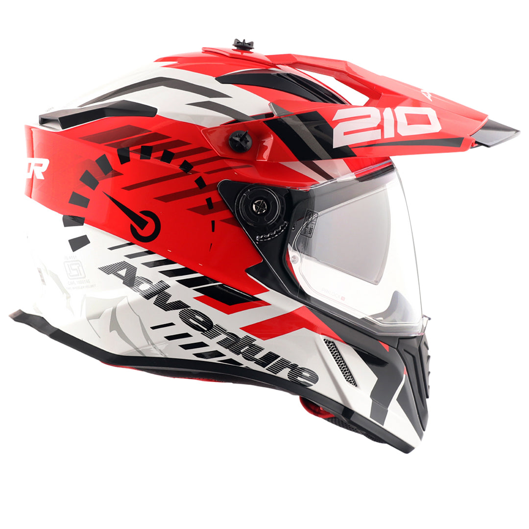 X-Cross Dual Visor Speedometer Helmet (WHITE RED) - Image 3