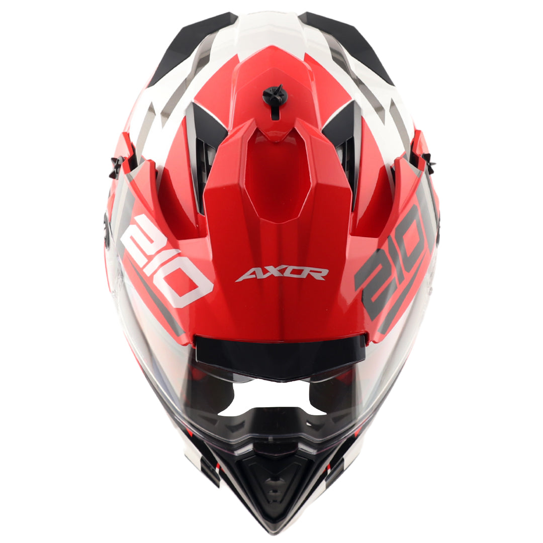 X-Cross Dual Visor Speedometer Helmet (WHITE RED) - Image 2