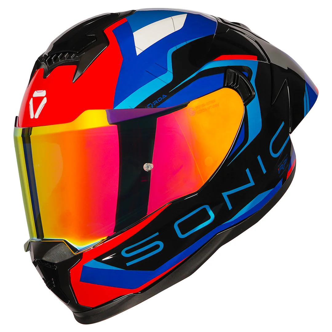 Korda Sonic GP Roadlion Helmet (Gloss Black Red & Blue)