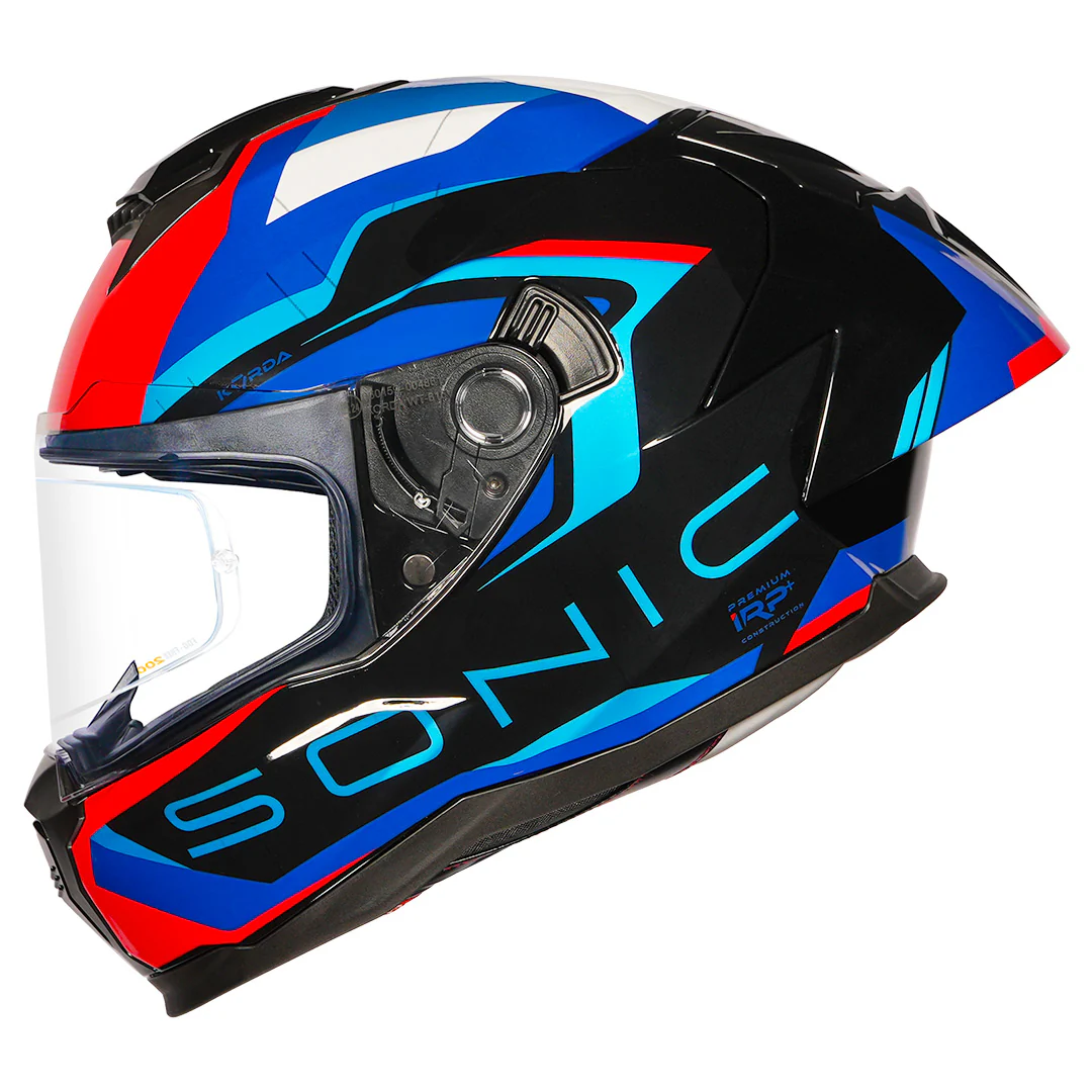 Korda Sonic GP Roadlion Helmet (Gloss Black Red & Blue) - Image 7