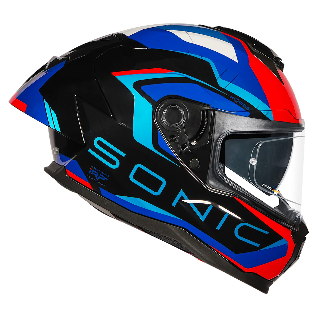 Korda Sonic GP Roadlion Helmet (Gloss Black Red & Blue) - Image 8