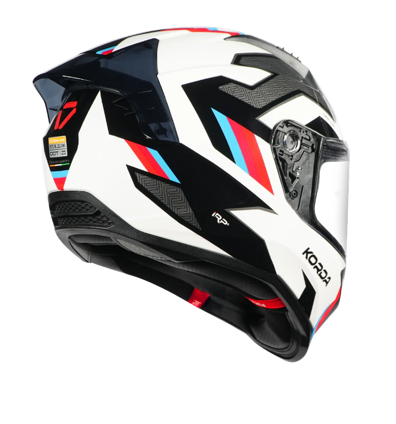 Korda Evo Orcus Gloss White Blue Red Helmet - Image 3