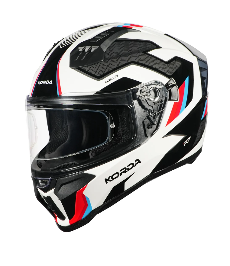 Korda Evo Orcus Gloss White Blue Red Helmet - Image 4
